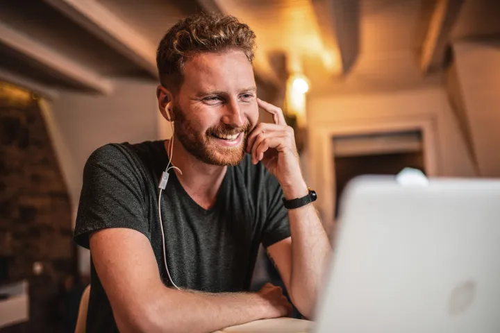 Man looking at laptop