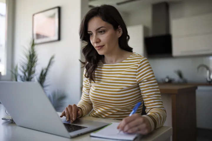 Woman working at laptop