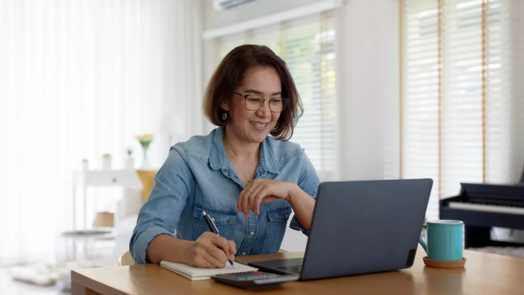 Woman working at laptop